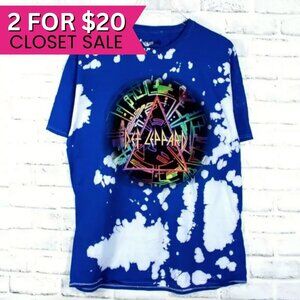 Def Leppard Blue Tie Dye Band T Shirt Unisex Licensed Music Tee Merch Large